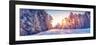 Beautiful View of the Sunrise in the Morning on the Country Snowy Road.-LeManna-Framed Photographic Print