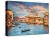 Beautiful View of Traditional Gondola on Famous Canal Grande with Basilica Di Santa Maria Della Sal-canadastock-Stretched Canvas