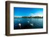 Beautiful View on Vistula River with Swans Swimming near Wawel Castle in Krakow on the Morning-RossHelen-Framed Photographic Print