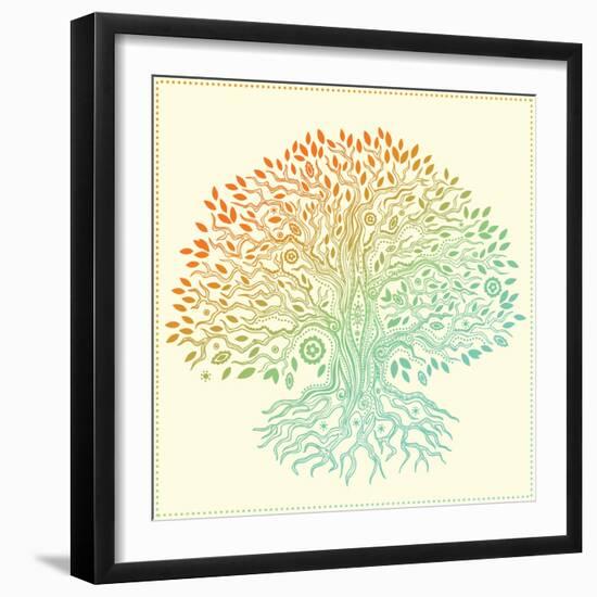 Beautiful Vintage Hand Drawn Tree Of Life-transiastock-Framed Art Print