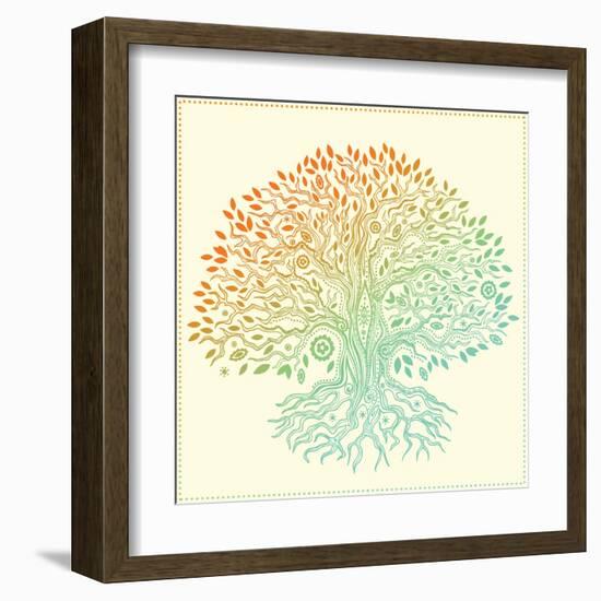 Beautiful Vintage Hand Drawn Tree Of Life-transiastock-Framed Art Print