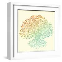 Beautiful Vintage Hand Drawn Tree Of Life-transiastock-Framed Art Print