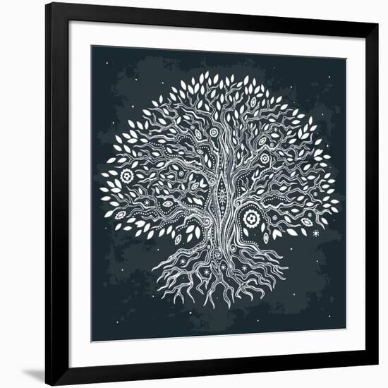 Beautiful Vintage Hand Drawn Tree of Life-transiastock-Framed Art Print