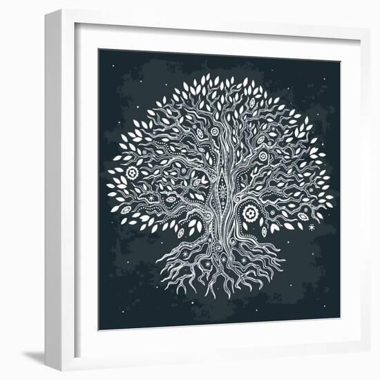 Beautiful Vintage Hand Drawn Tree of Life-transiastock-Framed Art Print