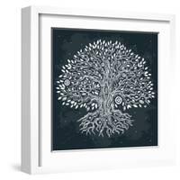 Beautiful Vintage Hand Drawn Tree of Life-transiastock-Framed Art Print