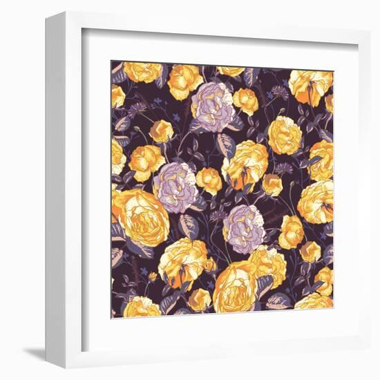 Beautiful Vintage Seamless Roses Background-Varvara Kurakina-Framed Art Print