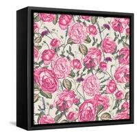 Beautiful Vintage Seamless Roses Background-Varvara Kurakina-Framed Stretched Canvas