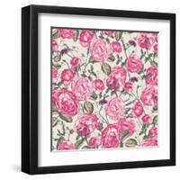 Beautiful Vintage Seamless Roses Background-Varvara Kurakina-Framed Art Print