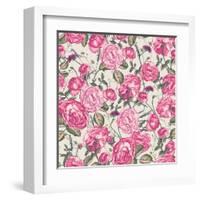 Beautiful Vintage Seamless Roses Background-Varvara Kurakina-Framed Art Print