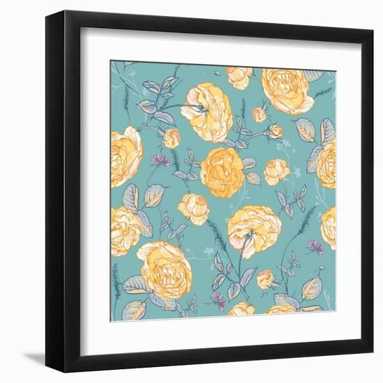 Beautiful Vintage Seamless Roses Background-Varvara Kurakina-Framed Art Print