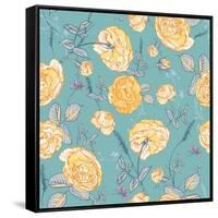 Beautiful Vintage Seamless Roses Background-Varvara Kurakina-Framed Stretched Canvas