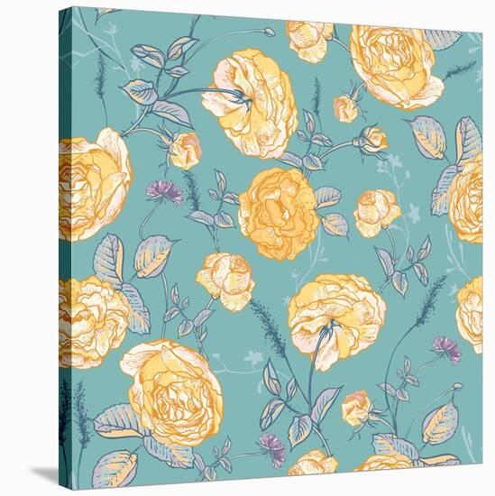 Beautiful Vintage Seamless Roses Background-Varvara Kurakina-Stretched Canvas