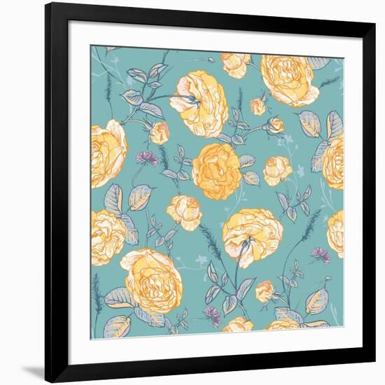 Beautiful Vintage Seamless Roses Background-Varvara Kurakina-Framed Art Print