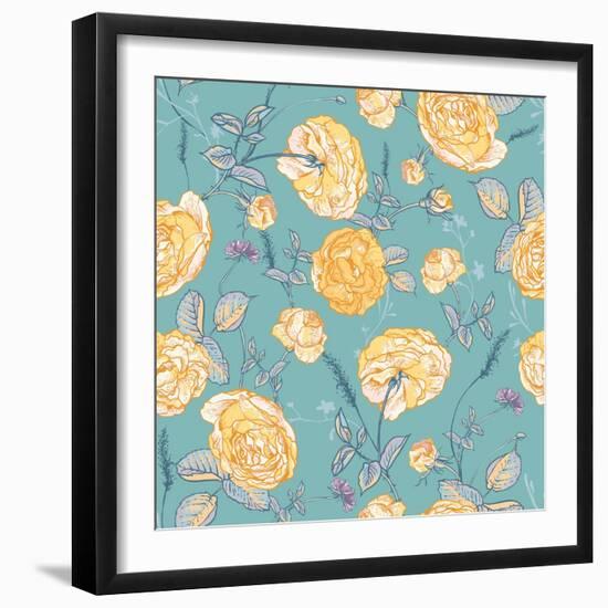 Beautiful Vintage Seamless Roses Background-Varvara Kurakina-Framed Art Print