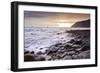 Beautiful Warm Vibrant Sunrise over Ocean with Cliffs and Rocks-Veneratio-Framed Photographic Print