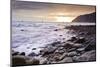 Beautiful Warm Vibrant Sunrise over Ocean with Cliffs and Rocks-Veneratio-Mounted Photographic Print