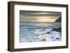 Beautiful Warm Vibrant Sunrise over Ocean with Cliffs and Rocks-Veneratio-Framed Photographic Print