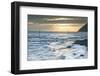 Beautiful Warm Vibrant Sunrise over Ocean with Cliffs and Rocks-Veneratio-Framed Photographic Print