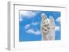 Beautiful White Angel with a Blue Sky Background (With Space for Text)-Kamira-Framed Photographic Print