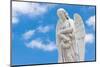 Beautiful White Angel with a Blue Sky Background (With Space for Text)-Kamira-Mounted Photographic Print