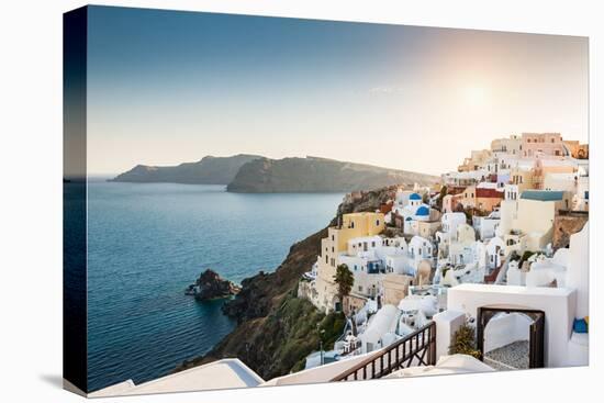 Beautiful White Architecture on Santorini Island, Greece-Olga Gavrilova-Stretched Canvas