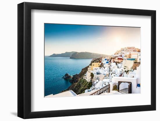 Beautiful White Architecture on Santorini Island, Greece-Olga Gavrilova-Framed Photographic Print