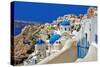 Beautiful White-Blue Santorini-Maugli-l-Stretched Canvas