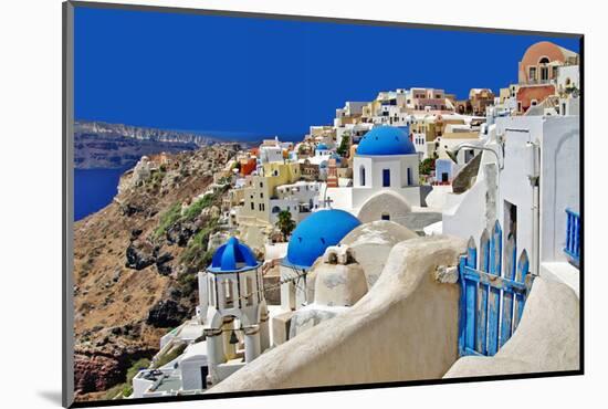 Beautiful White-Blue Santorini-Maugli-l-Mounted Photographic Print