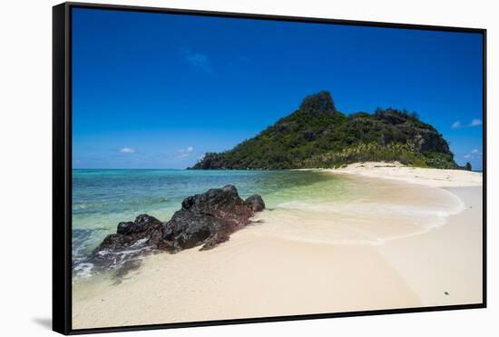Beautiful white sand beach on Monuriki (Cast Away Island), Mamanuca Islands, Fiji, South Pacific-Michael Runkel-Framed Stretched Canvas