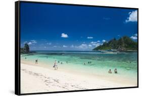 Beautiful white sand beach on Monuriki Island (Cast Away Island), Mamanuca Islands, Fiji, South Pac-Michael Runkel-Framed Stretched Canvas