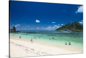 Beautiful white sand beach on Monuriki Island (Cast Away Island), Mamanuca Islands, Fiji, South Pac-Michael Runkel-Stretched Canvas