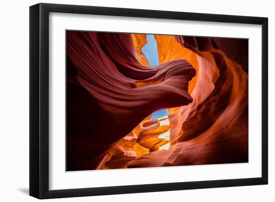 Beautiful Wide Angle View of Amazing Sandstone Formations in Famous Antelope Canyon-lbryan-Framed Photographic Print