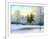 Beautiful Winter Landscape, Canvas, Oil-nodff-Framed Photographic Print