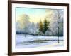 Beautiful Winter Landscape, Canvas, Oil-nodff-Framed Photographic Print