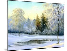 Beautiful Winter Landscape, Canvas, Oil-nodff-Mounted Photographic Print