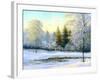 Beautiful Winter Landscape, Canvas, Oil-nodff-Framed Photographic Print