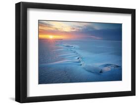 Beautiful Winter Landscape with Lake, Crack and Sunset Sky. Composition of Nature.-ESOlex-Framed Photographic Print