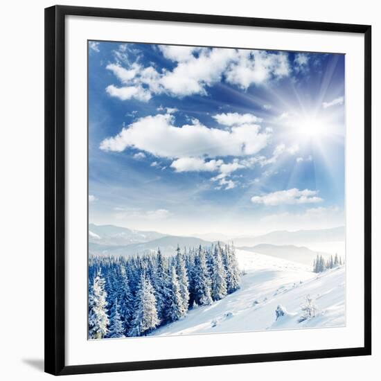 Beautiful Winter Landscape with Snow Covered Trees-Leonid Tit-Framed Photographic Print