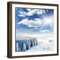 Beautiful Winter Landscape with Snow Covered Trees-Leonid Tit-Framed Photographic Print