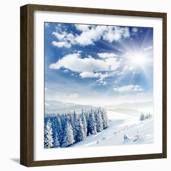 Beautiful Winter Landscape with Snow Covered Trees-Leonid Tit-Framed Photographic Print