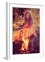 Beautiful Witch in the Woods near the Fire. Magic Woman Celebrating Halloween. Girl Doing Witchcraf-Miramiska-Framed Photographic Print