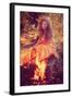 Beautiful Witch in the Woods near the Fire. Magic Woman Celebrating Halloween. Girl Doing Witchcraf-Miramiska-Framed Photographic Print