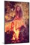 Beautiful Witch in the Woods near the Fire. Magic Woman Celebrating Halloween. Girl Doing Witchcraf-Miramiska-Mounted Photographic Print