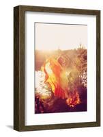 Beautiful Witch in the Woods near the Fire. Magic Woman Celebrating Halloween. Girl Doing Witchcraf-Miramiska-Framed Photographic Print