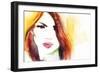 Beautiful Woman Face. Abstract Fashion Watercolor Illustration-Anna Ismagilova-Framed Art Print