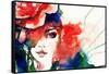 Beautiful Woman Face. Watercolor Illustration-Anna Ismagilova-Framed Stretched Canvas