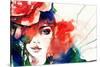 Beautiful Woman Face. Watercolor Illustration-Anna Ismagilova-Stretched Canvas