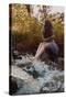 Beautiful Woman in Fairy Forest near a Stream-Miramiska-Stretched Canvas