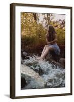 Beautiful Woman in Fairy Forest near a Stream-Miramiska-Framed Photographic Print