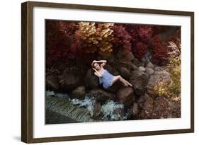 Beautiful Woman in Fairy Forest near a Stream-Miramiska-Framed Photographic Print